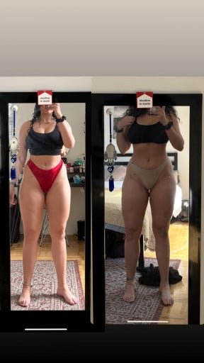 5'3 Female Progress Pics of 10 lbs Fat Loss 155 lbs to 145 lbs