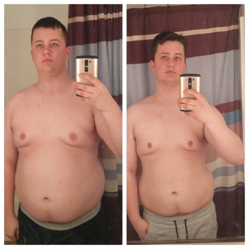 M/19/6'0" [270lbs > 228.5lbs = 41.5lbs] Four months so far and noticing a bit of loss in the progress picture I took today. Wanted to share because I'm roughly halfway to my goal weight.