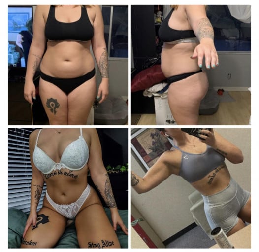 5 feet 8 Female Before and After 42 lbs Fat Loss 205 lbs to 163 lbs