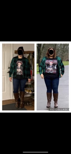 Before and After 44 lbs Weight Loss 5 foot 4 Female 252 lbs to 208 lbs