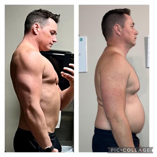 13 lbs Fat Loss Before and After 6 feet 1 Male 232 lbs to 219 lbs