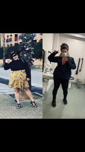 Progress Pics of 71 lbs Weight Loss 5 feet 3 Female 270 lbs to 199 lbs