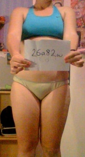 A photo of a 5'6" woman showing a snapshot of 167 pounds at a height of 5'6