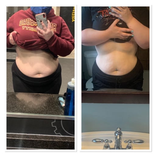42 lbs Fat Loss Before and After 5 feet 3 Female 290 lbs to 248 lbs