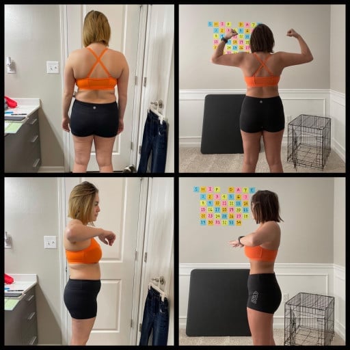 Progress Pics of 15 lbs Fat Loss 5'3 Female 165 lbs to 150 lbs