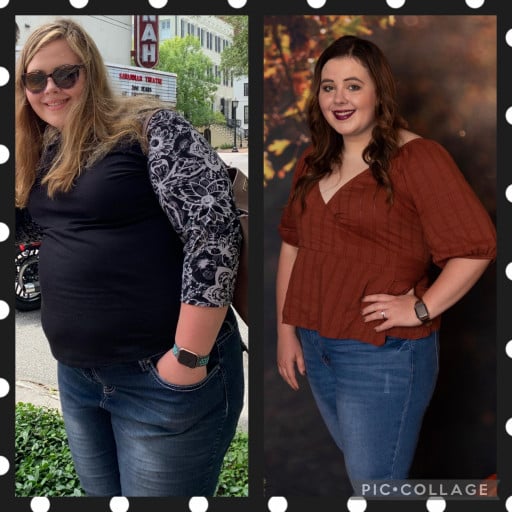 41 lbs Fat Loss Before and After 5 foot 7 Female 286 lbs to 245 lbs