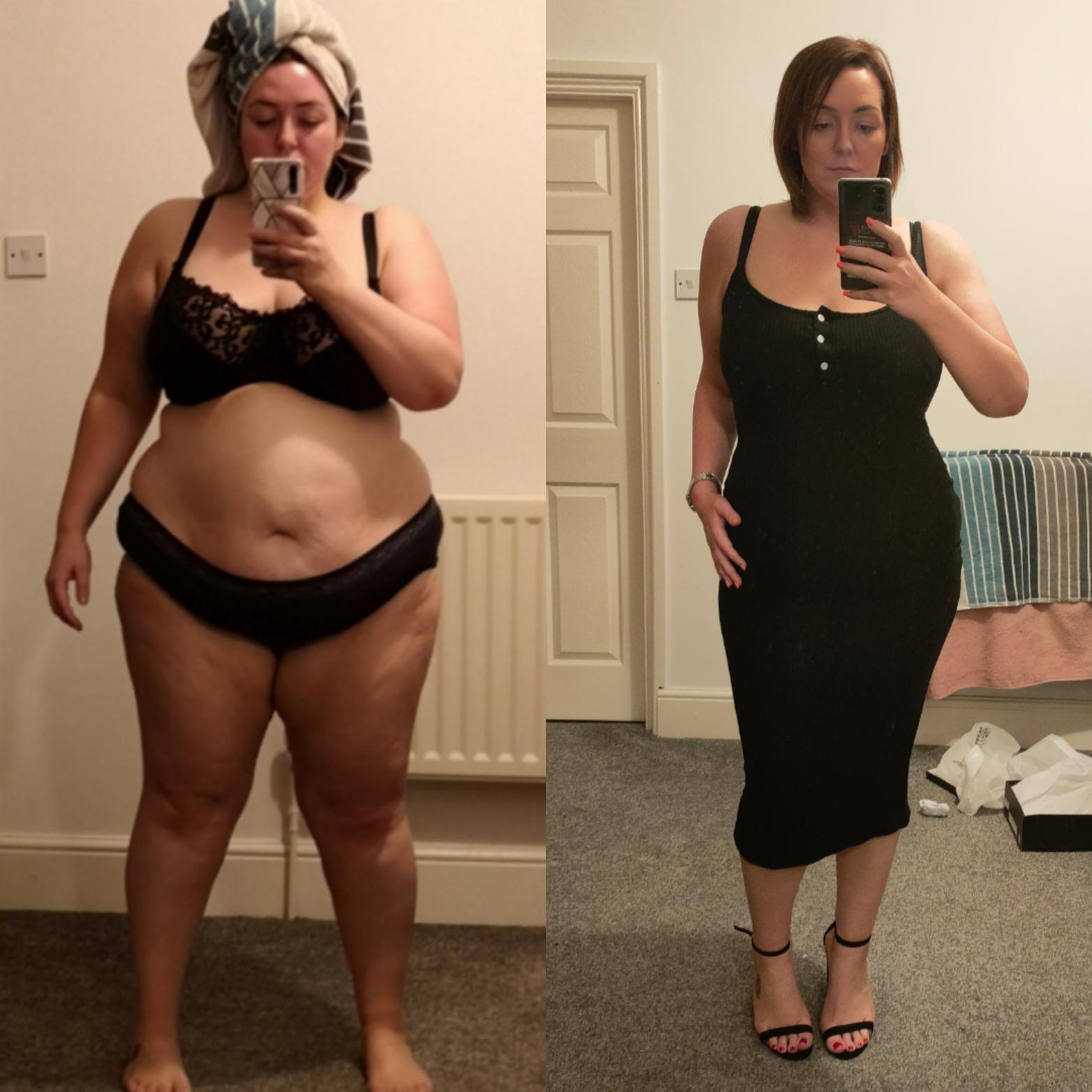Progress Pics of 88 lbs Weight Loss 5 feet 4 Female 300 lbs to 212 lbs