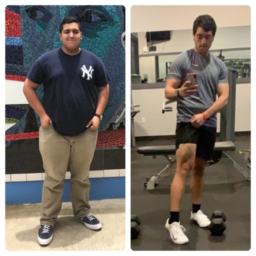 120 lbs Weight Loss Before and After 5 foot 10 Male 300 lbs to 180 lbs