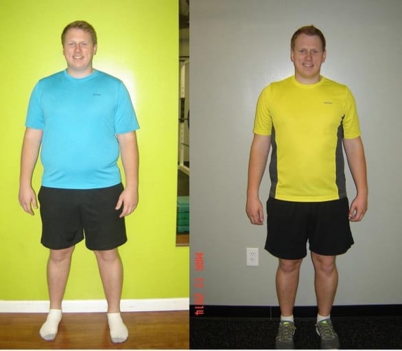 A before and after photo of a 6'2" male showing a weight reduction from 268 pounds to 221 pounds. A respectable loss of 47 pounds.