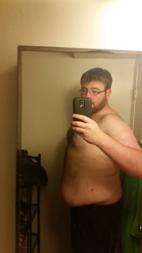 A progress pic of a person at 341 lbs