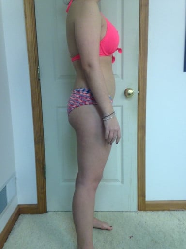 A picture of a 5'6" female showing a snapshot of 158 pounds at a height of 5'6