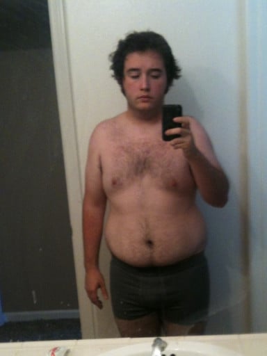 A progress pic of a 5'9" man showing a weight reduction from 230 pounds to 169 pounds. A respectable loss of 61 pounds.