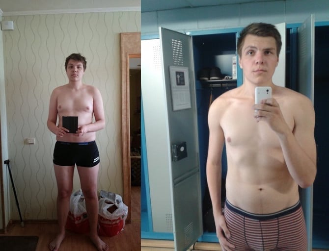 A before and after photo of a 6'5" male showing a weight reduction from 271 pounds to 209 pounds. A respectable loss of 62 pounds.