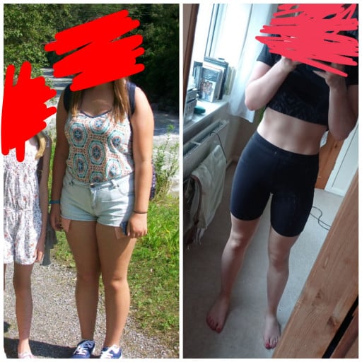A photo of a 5'3" woman showing a weight cut from 145 pounds to 119 pounds. A respectable loss of 26 pounds.