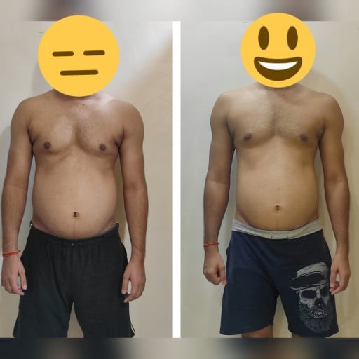 5'10 Male 15 lbs Fat Loss Before and After 180 lbs to 165 lbs