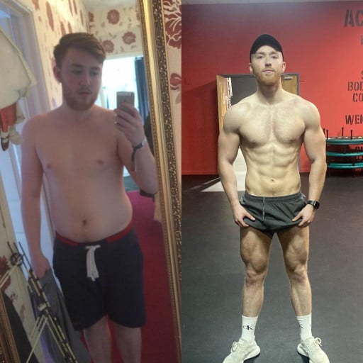 5 foot 10 Male Before and After 22 lbs Fat Loss 182 lbs to 160 lbs