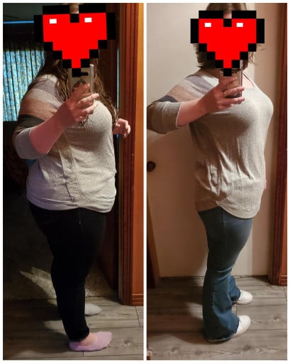 F/32/5'6 [270 > 199 = 71lbs] (10 months) Same shirt for reference!