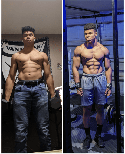 A before and after photo of a 6'0" male showing a weight reduction from 186 pounds to 175 pounds. A total loss of 11 pounds.