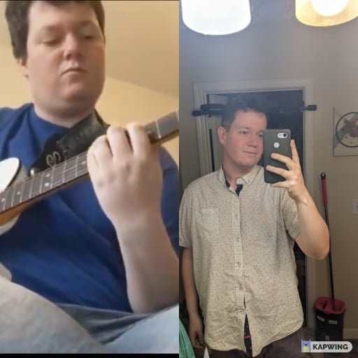 48 lbs Fat Loss Before and After 6 feet 2 Male 287 lbs to 239 lbs