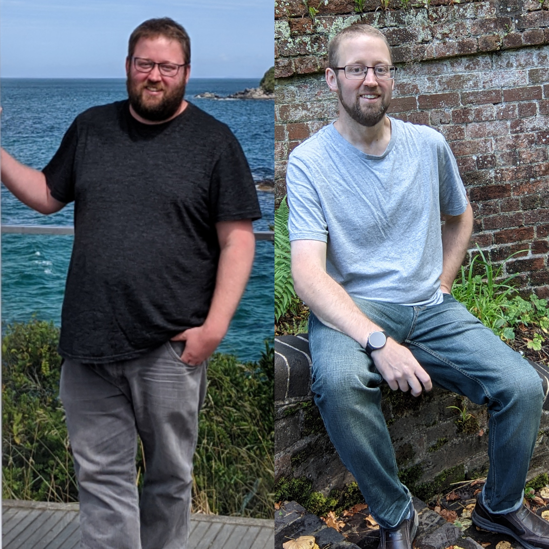 6 foot Male Before and After 118 lbs Fat Loss 305 lbs to 187 lbs