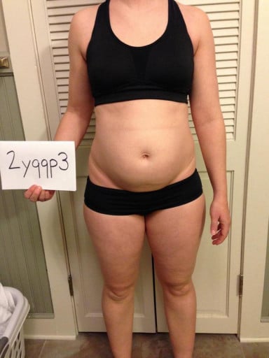 A photo of a 5'6" woman showing a snapshot of 151 pounds at a height of 5'6