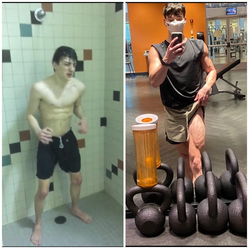 38 lbs Weight Gain Before and After 6'1 Male 140 lbs to 178 lbs