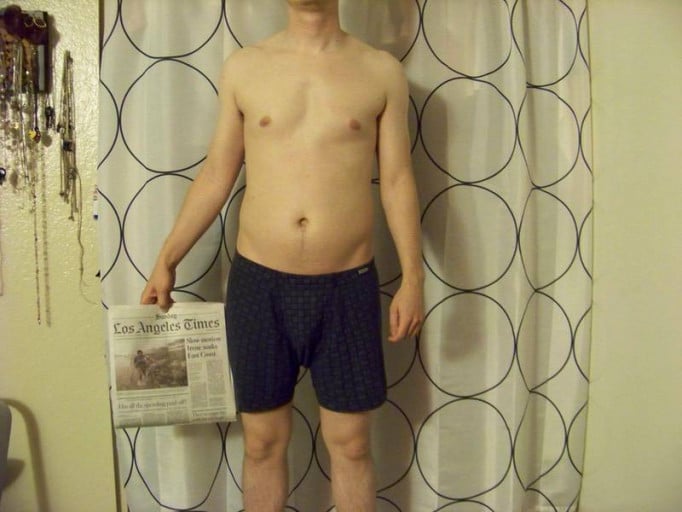 A photo of a 5'9" man showing a snapshot of 155 pounds at a height of 5'9