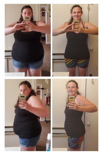 5 feet 4 Female 98 lbs Fat Loss Before and After 265 lbs to 167 lbs