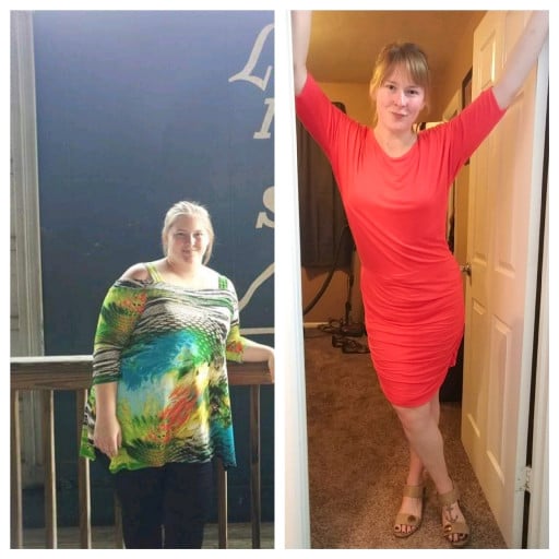 100 lbs Weight Loss Before and After 5 foot 7 Female 275 lbs to 175 lbs