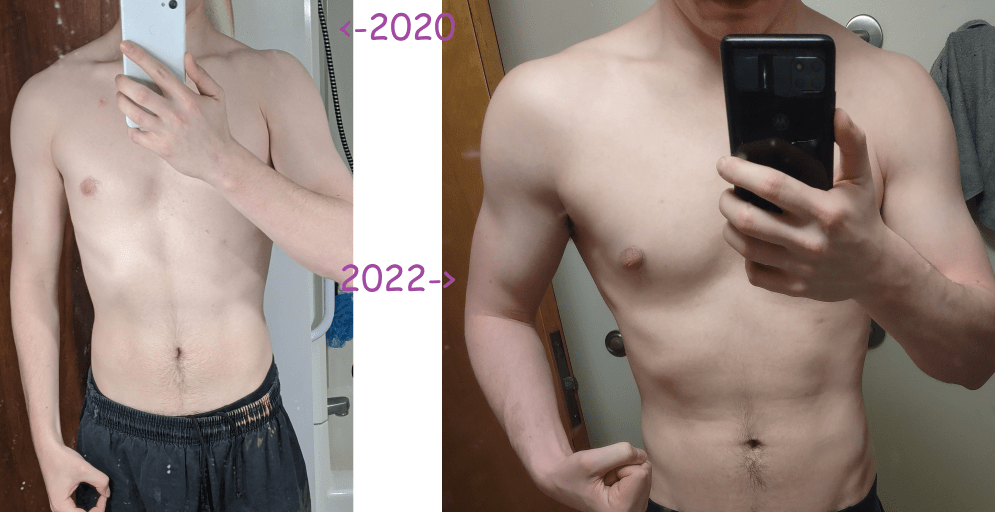 Before and After 20 lbs Weight Gain 6'2 Male 150 lbs to 170 lbs