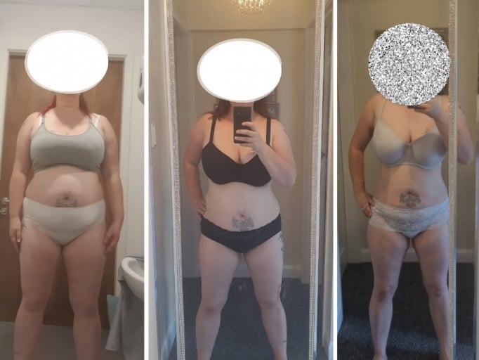5 feet 4 Female Before and After 21 lbs Fat Loss 203 lbs to 182 lbs