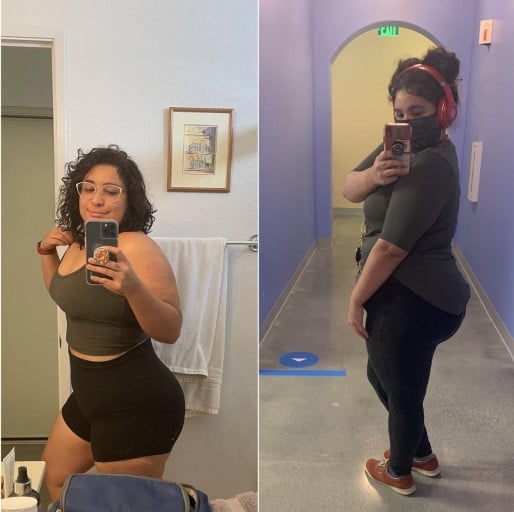 24 lbs Weight Loss Before and After 5'3 Female 244 lbs to 220 lbs