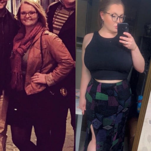 5'7 Female 30 lbs Fat Loss Before and After 190 lbs to 160 lbs