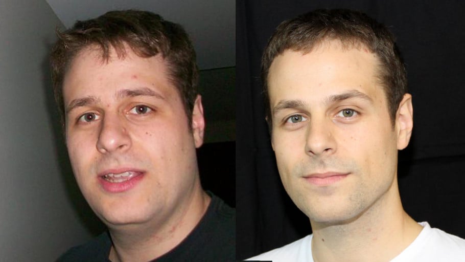 A picture of a 5'9" male showing a weight loss from 235 pounds to 175 pounds. A net loss of 60 pounds.
