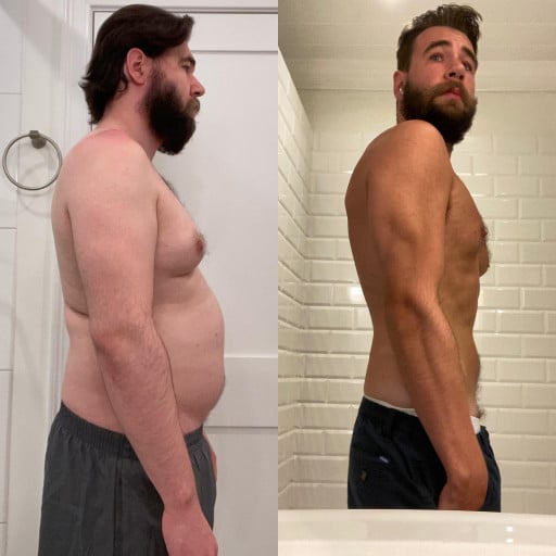 45 lbs Weight Loss Before and After 5 foot 11 Male 215 lbs to 170 lbs