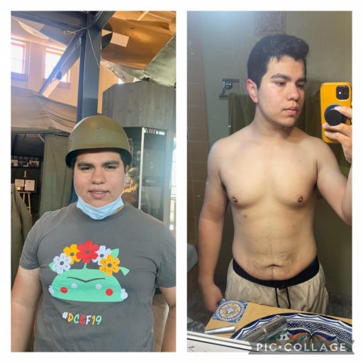 Before and After 48 lbs Fat Loss 5'7 Male 231 lbs to 183 lbs