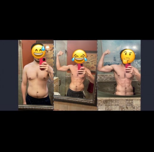 A photo of a 5'11" man showing a weight cut from 185 pounds to 161 pounds. A total loss of 24 pounds.