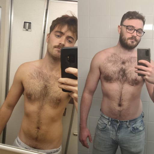 5 foot 10 Male 33 lbs Weight Gain Before and After 135 lbs to 168 lbs