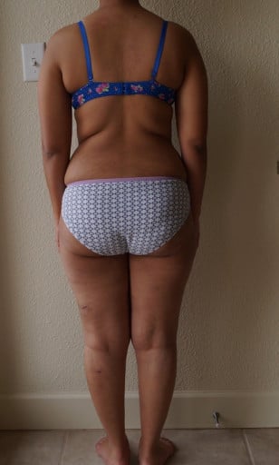 A picture of a 5'4" female showing a snapshot of 163 pounds at a height of 5'4