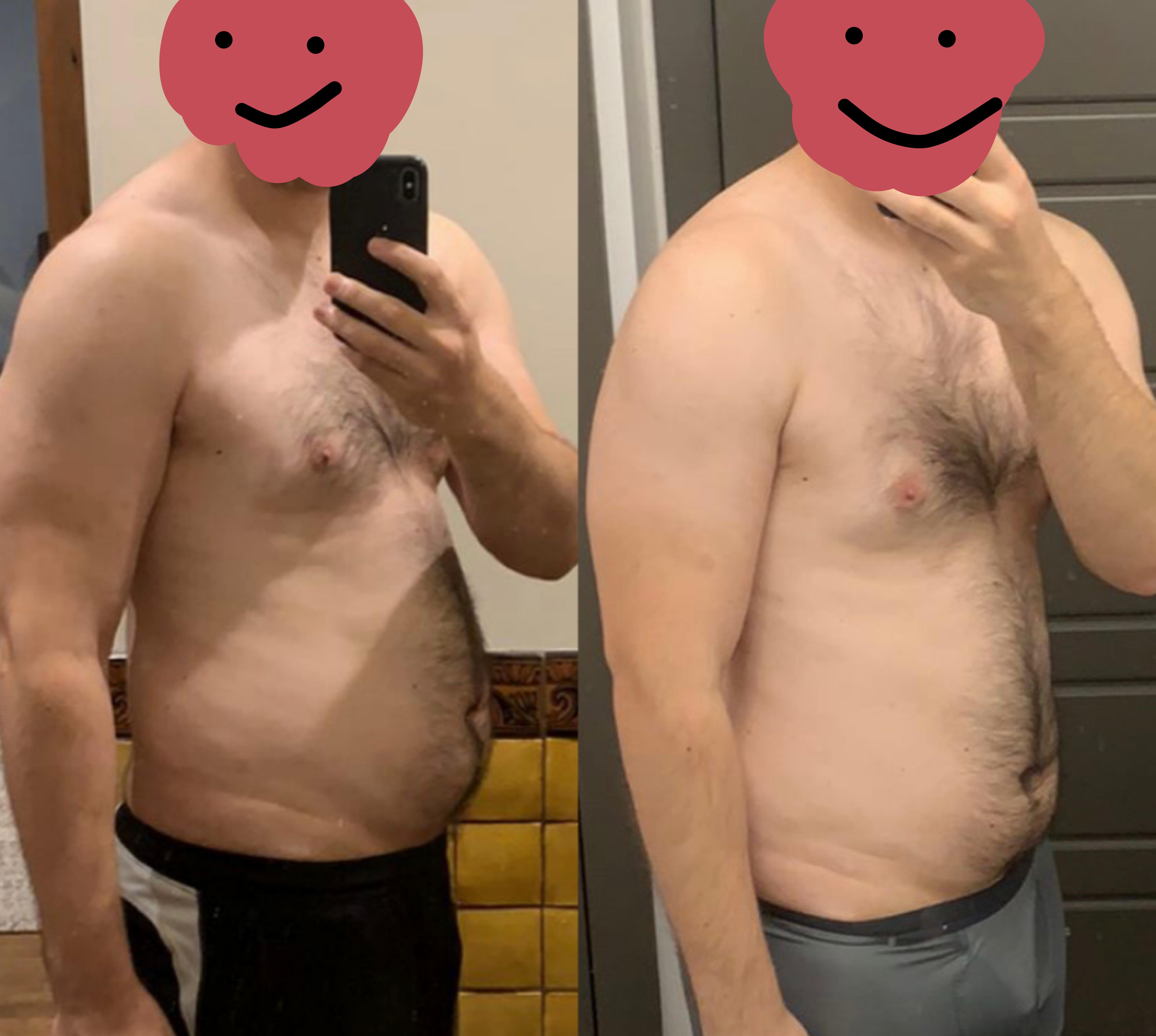 6 foot 5 Male Before and After 12 lbs Weight Loss 275 lbs to 263 lbs
