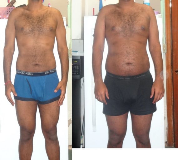A before and after photo of a 6'2" male showing a snapshot of 189 pounds at a height of 6'2