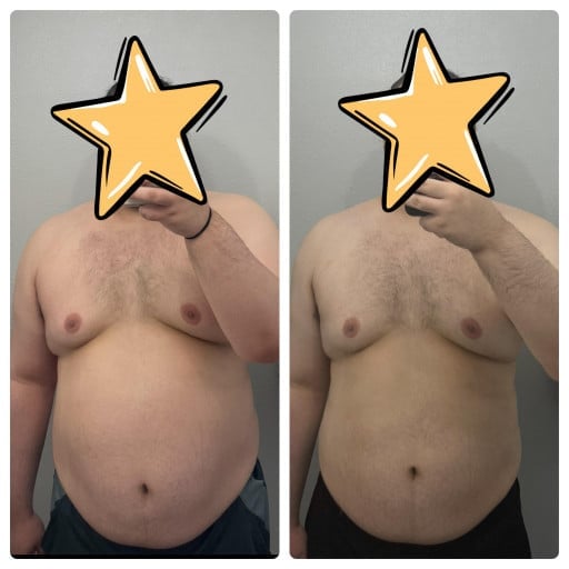 6'2 Male 66 lbs Fat Loss Before and After 346 lbs to 280 lbs