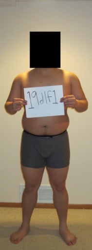 A photo of a 5'8" man showing a snapshot of 230 pounds at a height of 5'8