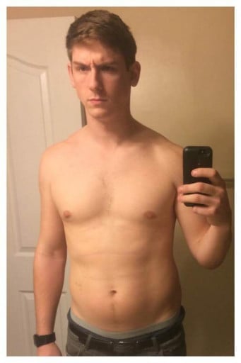 A progress pic of a 6'3" man showing a fat loss from 215 pounds to 205 pounds. A respectable loss of 10 pounds.