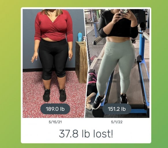 Progress Pics of 38 lbs Fat Loss 5'4 Female 189 lbs to 151 lbs