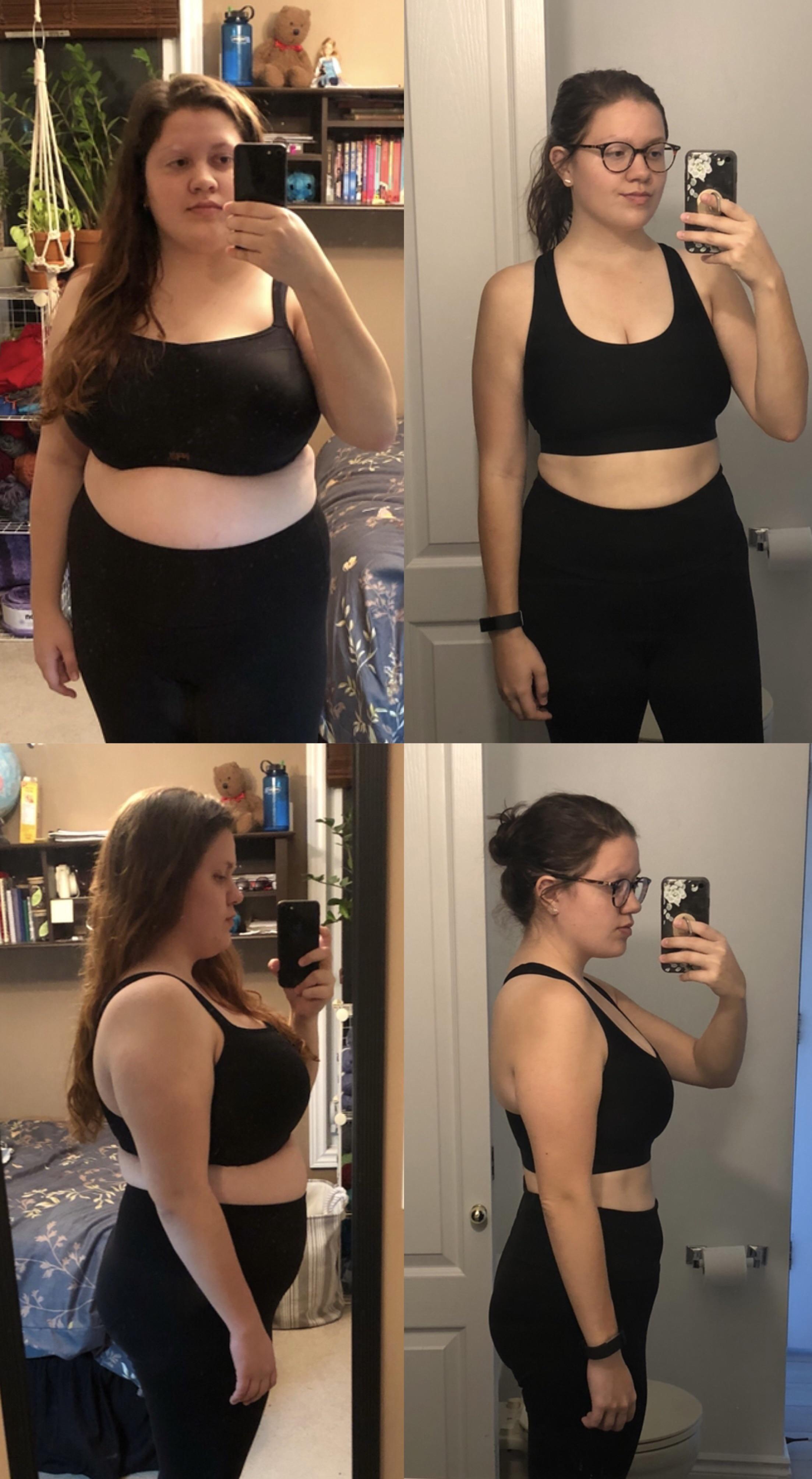 5 foot 5 Female 66 lbs Fat Loss Before and After 216 lbs to 150 lbs