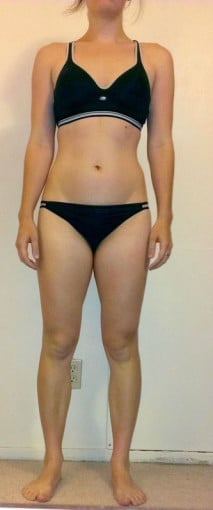 A photo of a 5'8" woman showing a snapshot of 150 pounds at a height of 5'8