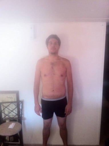 A picture of a 6'3" male showing a snapshot of 205 pounds at a height of 6'3
