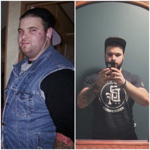 6 foot Male Before and After 90 lbs Fat Loss 320 lbs to 230 lbs