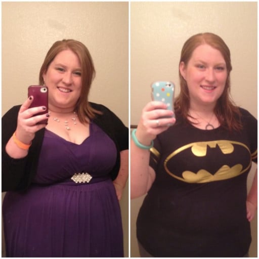 5 foot 8 Female Before and After 87 lbs Weight Loss 347 lbs to 260 lbs
